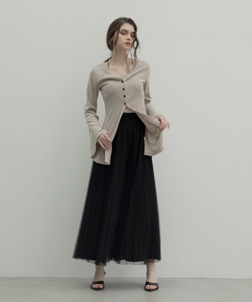 MIELI INVARIANT(ミエリ インヴァリアント)/Tulle Layer Pleat Pants/img17