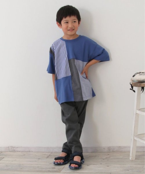 ikka kids(イッカ　キッズ)/ストライプ布帛切り替えTシャツ（120〜160cm）/img07