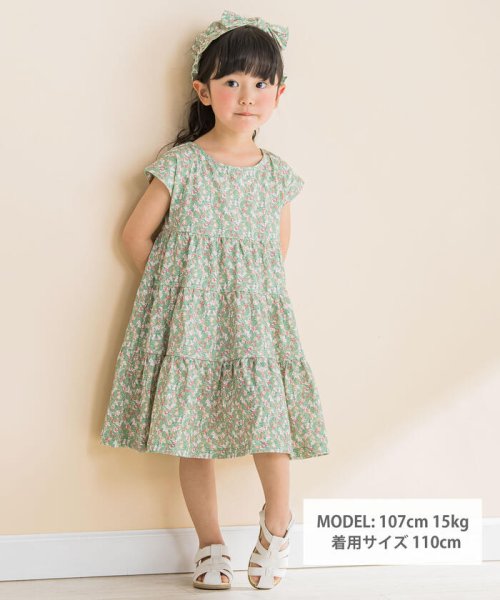 Noeil aime BeBe(ノイユ　エーム　べべ)/2点セットリボンターバン＆花柄ティアードワンピース(80~130cm)/img01