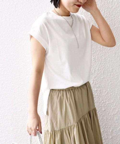 SHIPS WOMEN(シップス　ウィメン)/* オーガニックコットン フレンチスリーブ スリット TEE 24SS ◇/img24