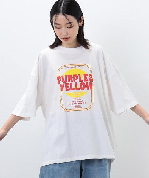 Purple & Yellow(パープル＆イエロー)/マルチカラープリント  ビッグ半袖Tシャツ/img04