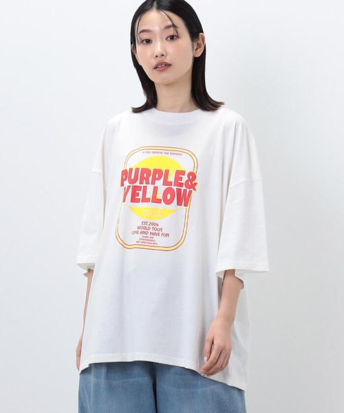 Purple & Yellow(パープル＆イエロー)/マルチカラープリント  ビッグ半袖Tシャツ/img05