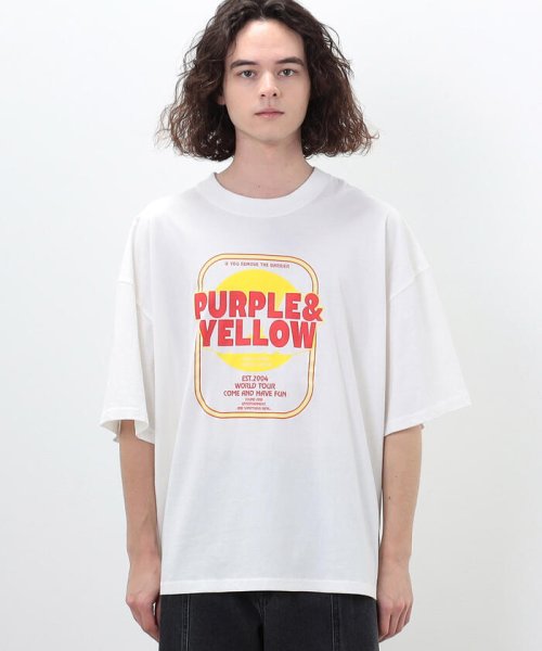 Purple & Yellow(パープル＆イエロー)/マルチカラープリント  ビッグ半袖Tシャツ/img14