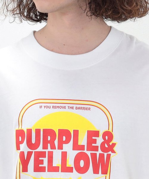 Purple & Yellow(パープル＆イエロー)/マルチカラープリント  ビッグ半袖Tシャツ/img17