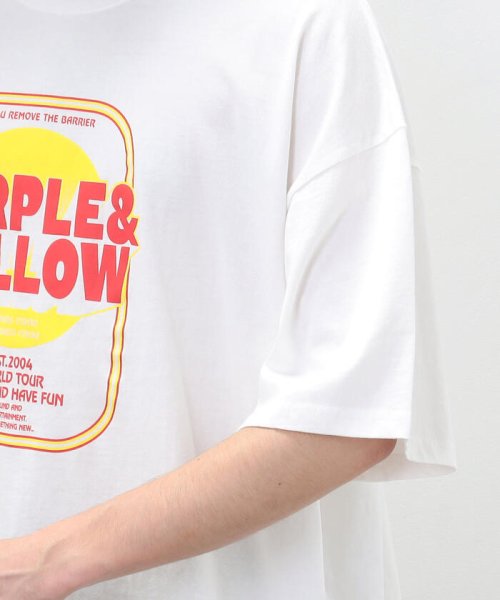 Purple & Yellow(パープル＆イエロー)/マルチカラープリント  ビッグ半袖Tシャツ/img18
