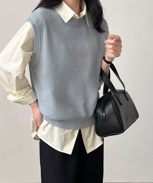 ARGO TOKYO(アルゴトウキョウ)/Waffler Knit Vest 25065　ワッフルニットベスト　ニットジレ　ニット　シアーニット　ニットトップス　ジレ/img14
