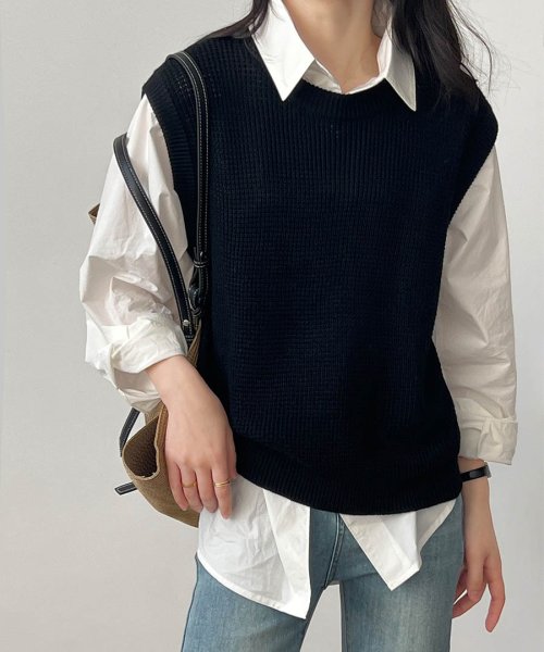 ARGO TOKYO(アルゴトウキョウ)/Waffler Knit Vest 25065　ワッフルニットベスト　ニットジレ　ニット　シアーニット　ニットトップス　ジレ/img20