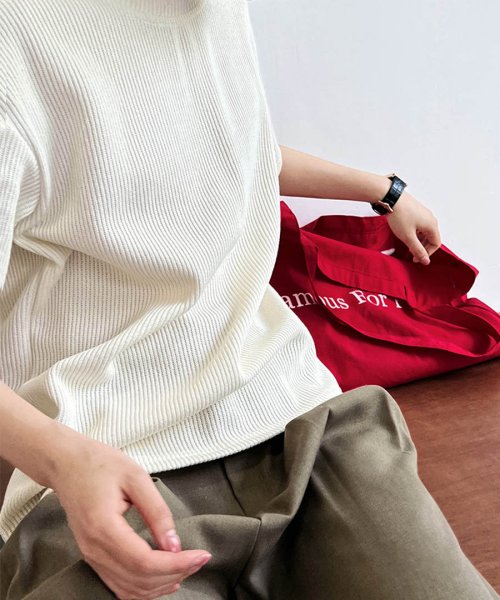 ARGO TOKYO(アルゴトウキョウ)/Rib Knit Crew neck T－shirt 25064 リブニットクルーネックTシャツ　リブ編み　ニットソー　クルーネック　Tシャツ　シンプル　カット/img02