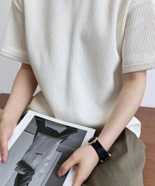 ARGO TOKYO(アルゴトウキョウ)/Rib Knit Crew neck T－shirt 25064 リブニットクルーネックTシャツ　リブ編み　ニットソー　クルーネック　Tシャツ　シンプル　カット/img07