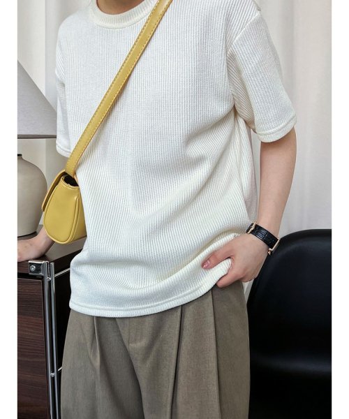 ARGO TOKYO(アルゴトウキョウ)/Rib Knit Crew neck T－shirt 25064 リブニットクルーネックTシャツ　リブ編み　ニットソー　クルーネック　Tシャツ　シンプル　カット/img09