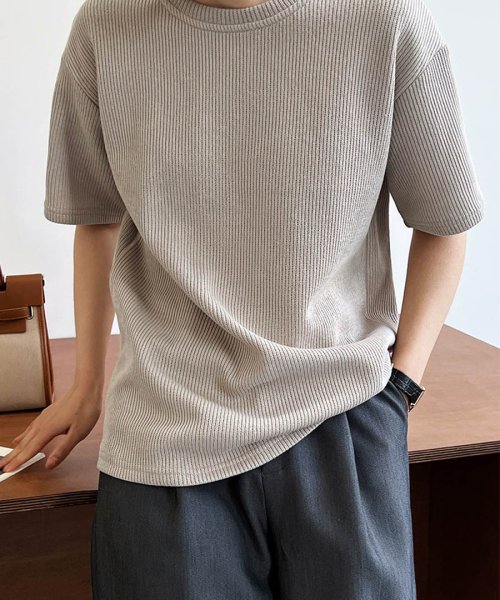 ARGO TOKYO(アルゴトウキョウ)/Rib Knit Crew neck T－shirt 25064 リブニットクルーネックTシャツ　リブ編み　ニットソー　クルーネック　Tシャツ　シンプル　カット/img13