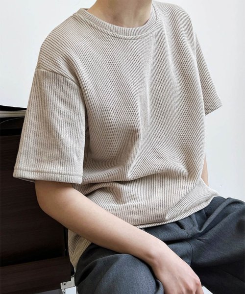 ARGO TOKYO(アルゴトウキョウ)/Rib Knit Crew neck T－shirt 25064 リブニットクルーネックTシャツ　リブ編み　ニットソー　クルーネック　Tシャツ　シンプル　カット/img14