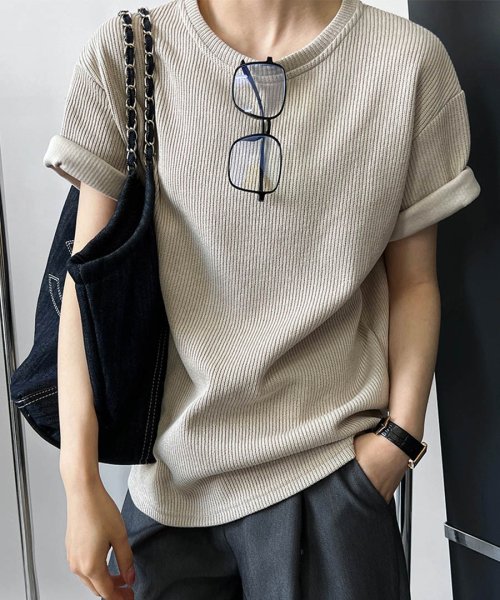 ARGO TOKYO(アルゴトウキョウ)/Rib Knit Crew neck T－shirt 25064 リブニットクルーネックTシャツ　リブ編み　ニットソー　クルーネック　Tシャツ　シンプル　カット/img16