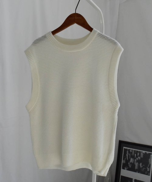 ARGO TOKYO(アルゴトウキョウ)/Waffler Knit Vest 25065　ワッフルニットベスト　ニットジレ　ニット　シアーニット　ニットトップス　ジレ/img28