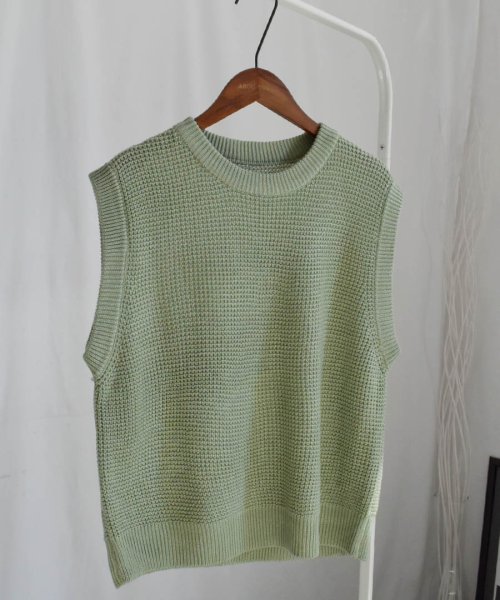 ARGO TOKYO(アルゴトウキョウ)/Waffler Knit Vest 25065　ワッフルニットベスト　ニットジレ　ニット　シアーニット　ニットトップス　ジレ/img31