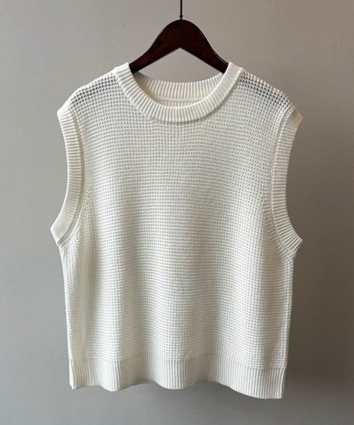 ARGO TOKYO(アルゴトウキョウ)/Waffler Knit Vest 25065　ワッフルニットベスト　ニットジレ　ニット　シアーニット　ニットトップス　ジレ/img41