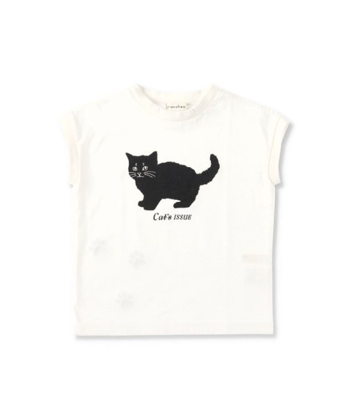 BRANSHES(ブランシェス)/【Cat's ISSUE】黒ネコプリントフレンチスリーブTシャツ/img01