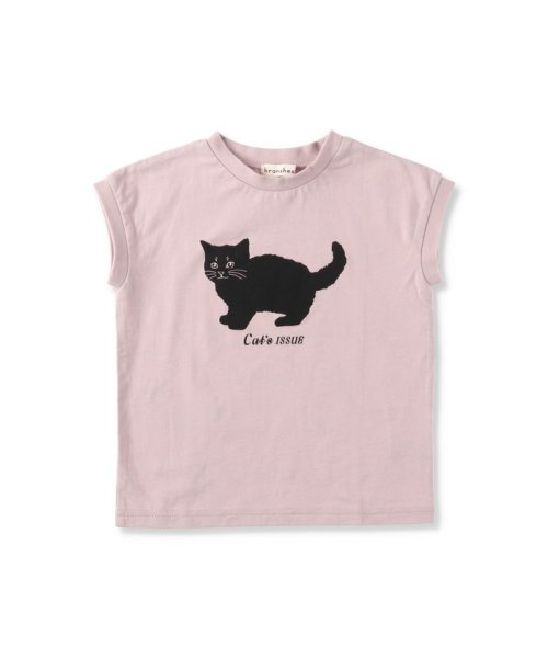 BRANSHES(ブランシェス)/【Cat's ISSUE】黒ネコプリントフレンチスリーブTシャツ/img12