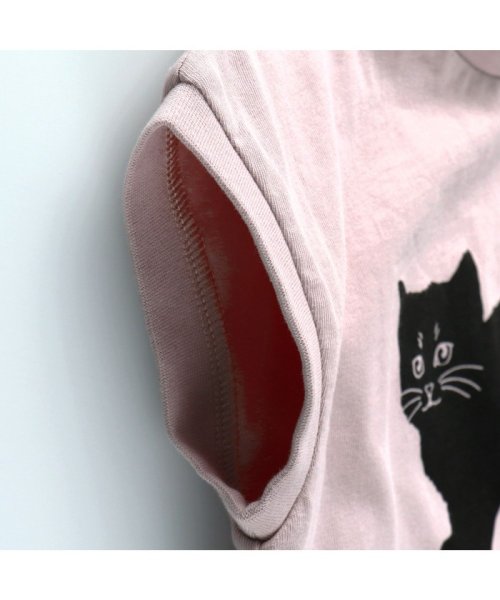 BRANSHES(ブランシェス)/【Cat's ISSUE】黒ネコプリントフレンチスリーブTシャツ/img15