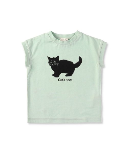 BRANSHES(ブランシェス)/【Cat's ISSUE】黒ネコプリントフレンチスリーブTシャツ/img23