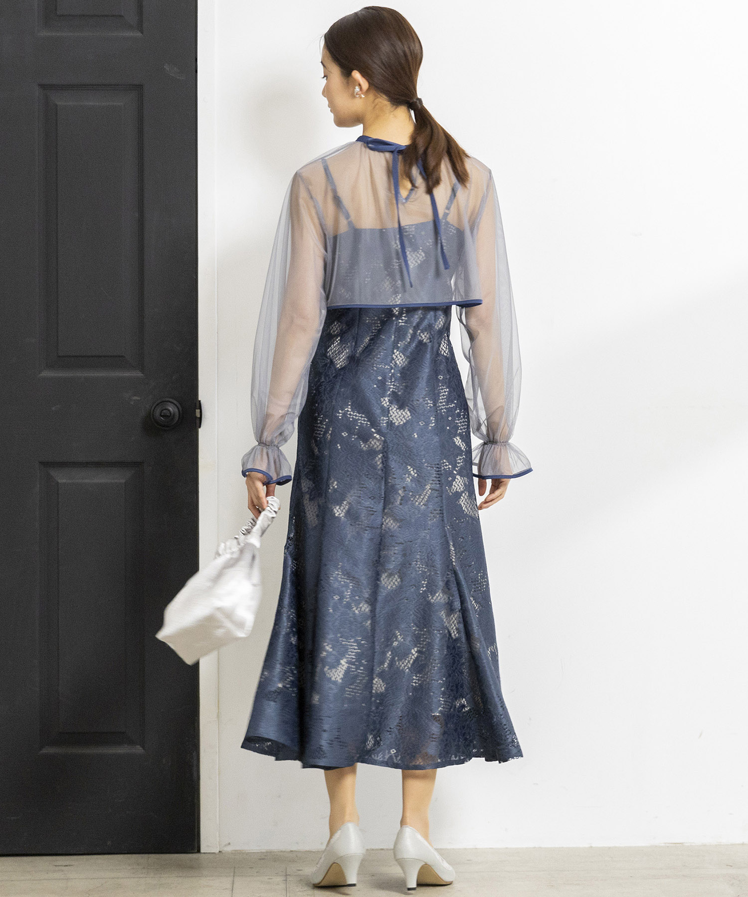 3wayシフォンボレロ&レースキャミドレスメニ―ウェイドレスブラックベージュ