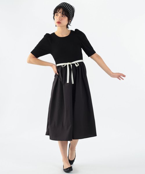 To b. by agnes b. OUTLET(トゥー　ビー　バイ　アニエスベー　アウトレット)/【Outlet】WU27 ROBE ギャザースリーブコンビワンピース/img01