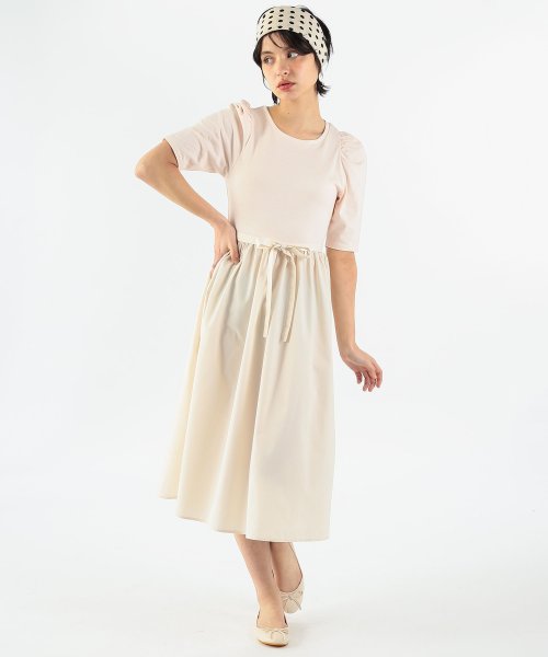 To b. by agnes b. OUTLET(トゥー　ビー　バイ　アニエスベー　アウトレット)/【Outlet】WU27 ROBE ギャザースリーブコンビワンピース/img01