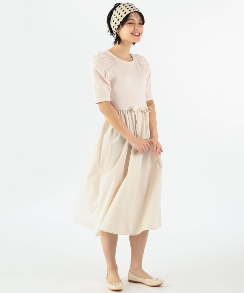 To b. by agnes b. OUTLET(トゥー　ビー　バイ　アニエスベー　アウトレット)/【Outlet】WU27 ROBE ギャザースリーブコンビワンピース/img02