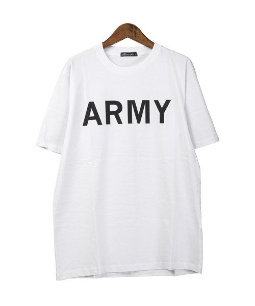 LUXSTYLE(ラグスタイル)/ARMYロゴプリント半袖Tシャツ/Tシャツ メンズ 半袖 ロゴ プリント ARMY ミリタリー ワンポイント/img07
