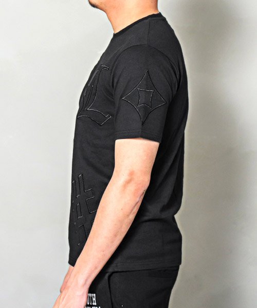 LUXSTYLE(ラグスタイル)/LUXE/R(ラグジュ)ふくれジャガードビッグロゴ貼り付け半袖Tシャツ/Tシャツ メンズ レディース 半袖 ビッグロゴ ワッペン 春夏/img02