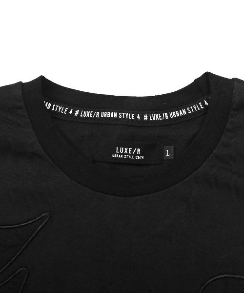 LUXSTYLE(ラグスタイル)/LUXE/R(ラグジュ)ふくれジャガードビッグロゴ貼り付け半袖Tシャツ/Tシャツ メンズ レディース 半袖 ビッグロゴ ワッペン 春夏/img10