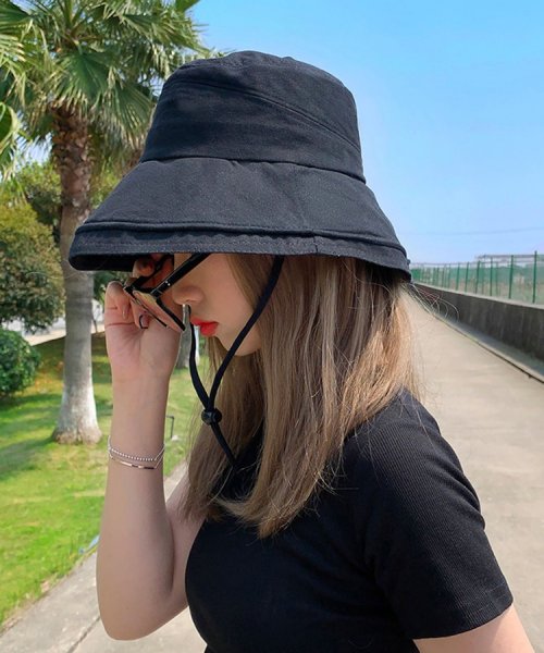 SEU(エスイイユウ)/UV対策サマーハット つば広 小顔 紫外線対策 バケットハット 帽子 おしゃれ 韓国ファッション/img02