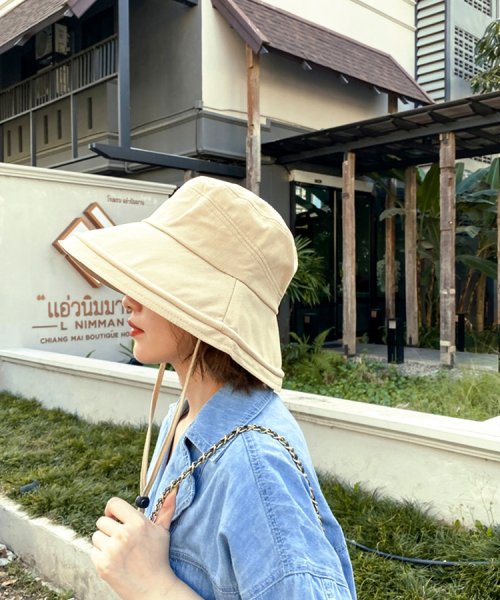 SEU(エスイイユウ)/UV対策サマーハット つば広 小顔 紫外線対策 バケットハット 帽子 おしゃれ 韓国ファッション/img17