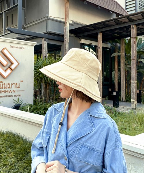 SEU(エスイイユウ)/UV対策サマーハット つば広 小顔 紫外線対策 バケットハット 帽子 おしゃれ 韓国ファッション/img18