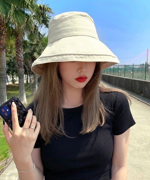 SEU(エスイイユウ)/UV対策サマーハット つば広 小顔 紫外線対策 バケットハット 帽子 おしゃれ 韓国ファッション/img22