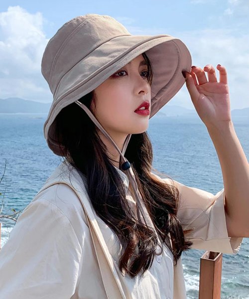SEU(エスイイユウ)/UV対策サマーハット つば広 小顔 紫外線対策 バケットハット 帽子 おしゃれ 韓国ファッション/img26