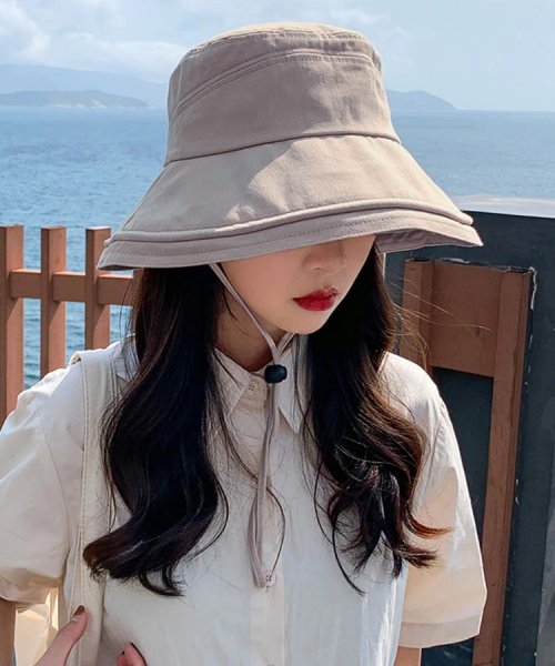 SEU(エスイイユウ)/UV対策サマーハット つば広 小顔 紫外線対策 バケットハット 帽子 おしゃれ 韓国ファッション/img27