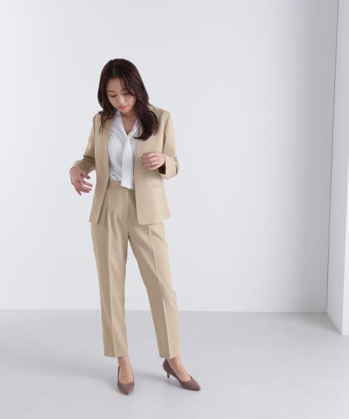 リネンライクセットアップ＞ノーカラージャケット(505175329  