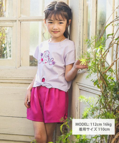 BeBe(ベベ)/フラワーロゴプリント裾結びTシャツ(90~150cm)/img01