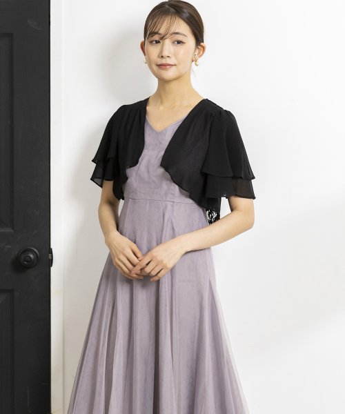 バック刺繍》薄手シフォンパーティボレロ/結婚式カーディガン 