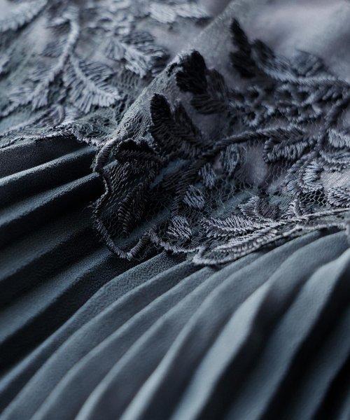 結婚式 ワンピース パーティードレス レース ビスチェ ラメ チュール 花柄 プリーツ ロング丈 袖あり 七分袖 ロングドレス 大きいサイズ 小さいサイズ S 5cm 35cm 34cm 19cm