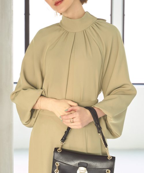 ボリュームスリーブボウタイブラウス＆マーメイドスカートセットアップ「CSU1212」 トップス スカート 7号 9号 11号 13号 15号