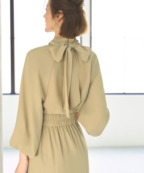 ボリュームスリーブボウタイブラウス＆マーメイドスカートセットアップ「CSU1212」 トップス スカート 7号 9号 11号 13号 15号