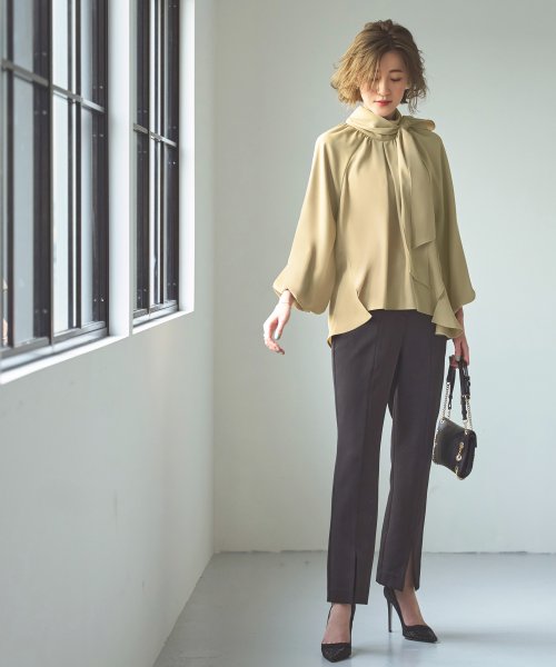 ボリュームスリーブボウタイブラウス＆マーメイドスカートセットアップ「CSU1212」 トップス スカート 7号 9号 11号 13号 15号