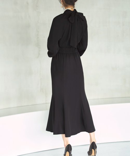 ボリュームスリーブボウタイブラウス＆マーメイドスカートセットアップ「CSU1212」 トップス スカート 7号 9号 11号 13号 15号