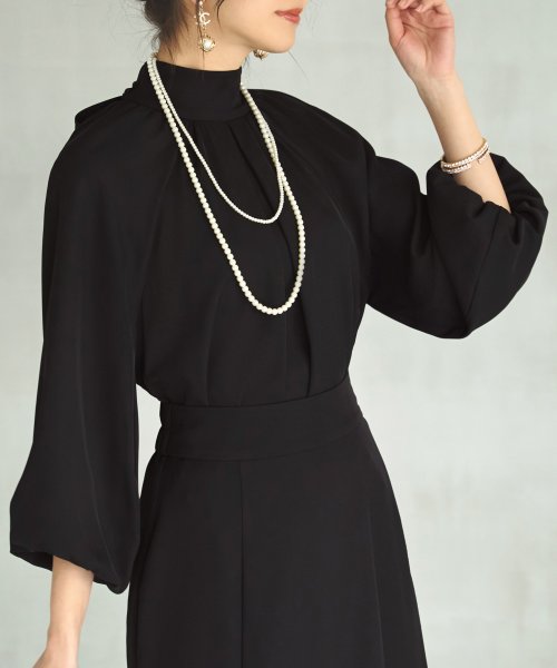 ボリュームスリーブボウタイブラウス＆マーメイドスカートセットアップ「CSU1212」 トップス スカート 7号 9号 11号 13号 15号