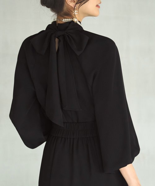 ボリュームスリーブボウタイブラウス＆マーメイドスカートセットアップ「CSU1212」 トップス スカート 7号 9号 11号 13号 15号