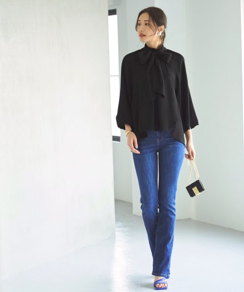 ボリュームスリーブボウタイブラウス＆マーメイドスカートセットアップ「CSU1212」 トップス スカート 7号 9号 11号 13号 15号