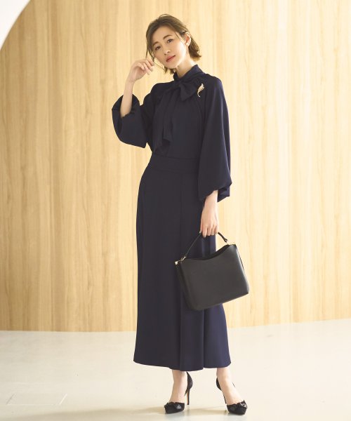 ボリュームスリーブボウタイブラウス＆マーメイドスカートセットアップ「CSU1212」 トップス スカート 7号 9号 11号 13号 15号