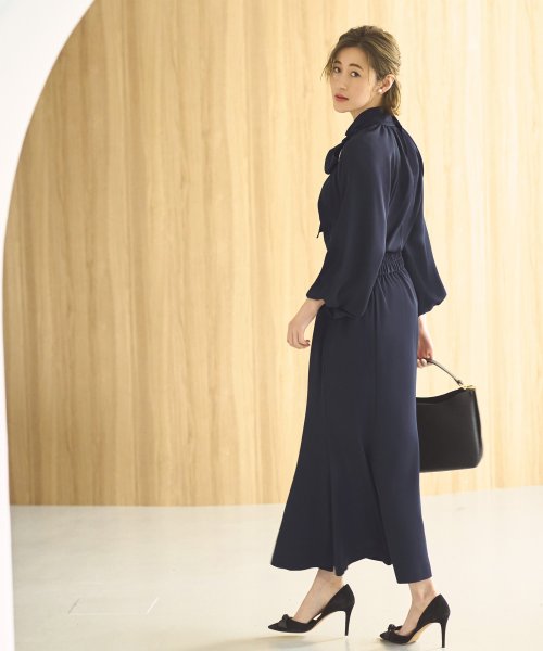 ボリュームスリーブボウタイブラウス＆マーメイドスカートセットアップ「CSU1212」 トップス スカート 7号 9号 11号 13号 15号